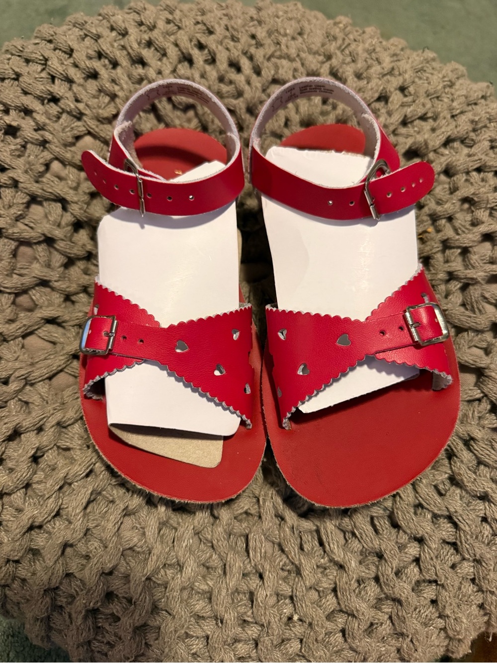 Kids Red Heart Accent Sandals - Comfortable Strappy Summer Shoe